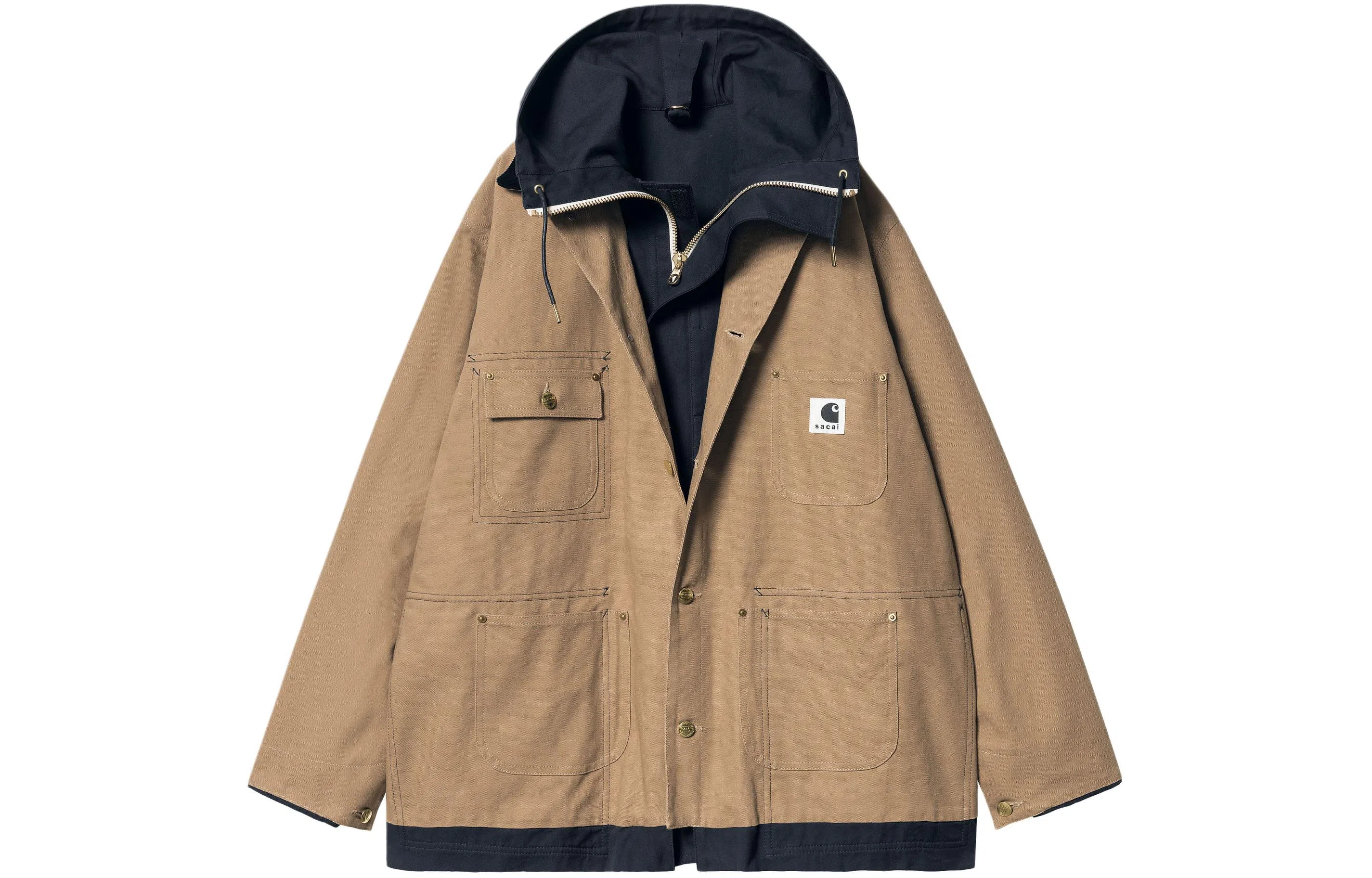 Sacai x Carhartt WIP Reversible Hooded Jacket Khaki