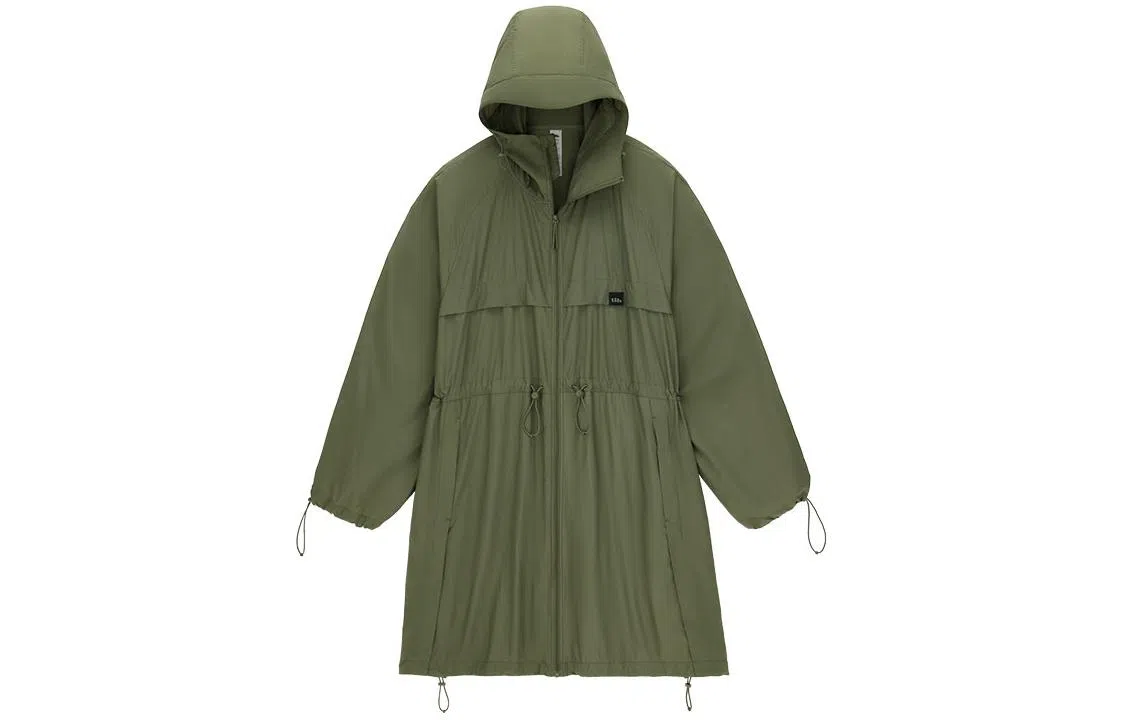 蕉下 纯色拉链连帽中长款防晒服 男款 深竹绿