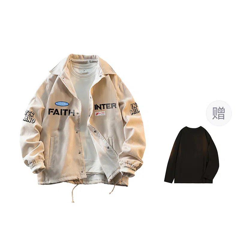 国际米兰足球俱乐部 灯芯绒字母印花休闲宽松工装美式复古运动户外学生高街外套夹克 男女同款