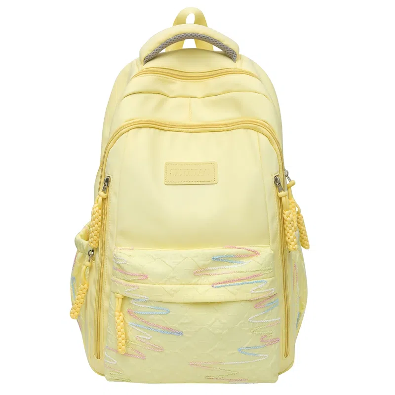 醇龙 韩版简约潮初高中学生书包大容量轻便背包 尼龙 双肩包 女款 多色