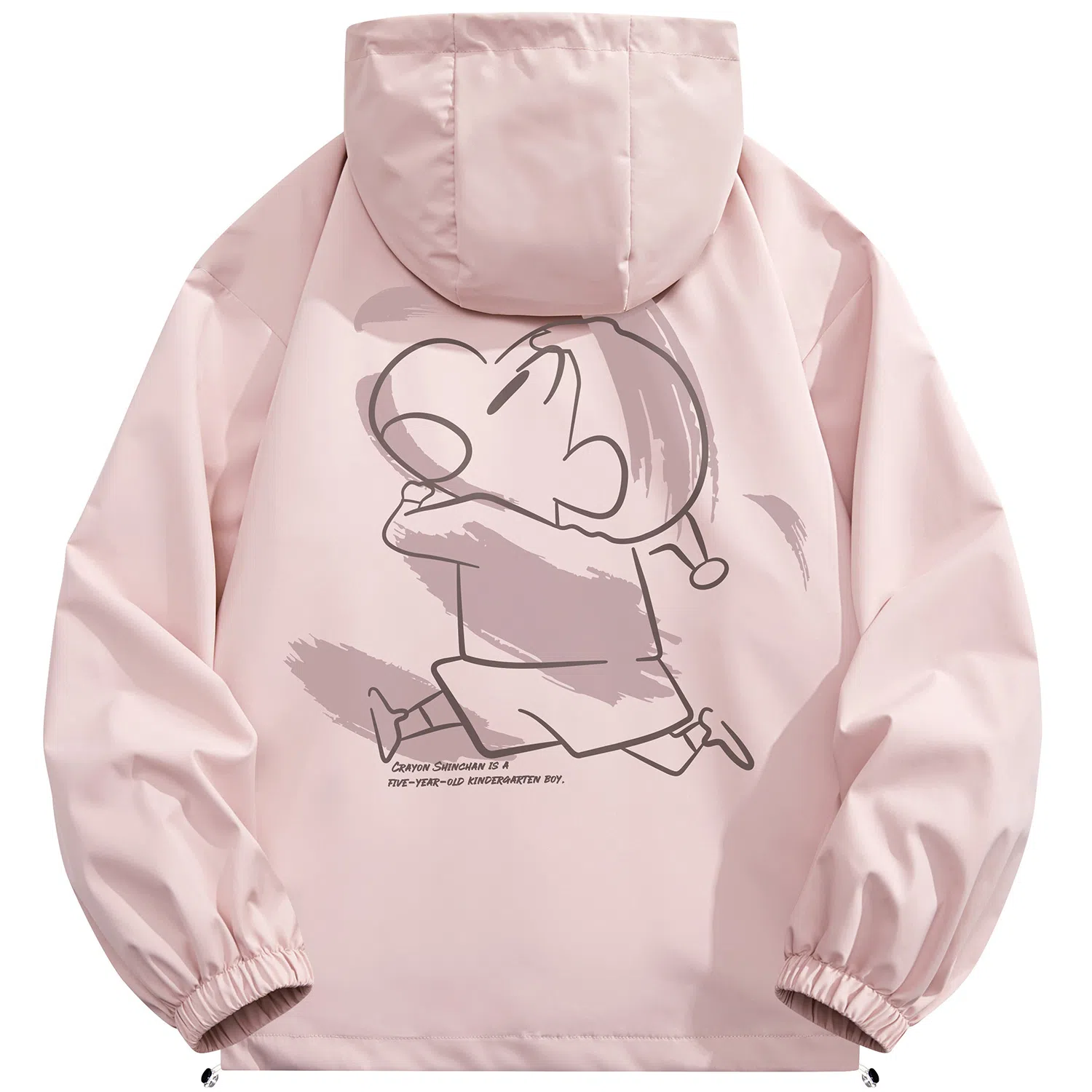 蜡笔小新 户外休闲奔跑线稿卡通人物字母印花保暖加厚休闲宽松可调节连帽羽绒服外套 男女同款