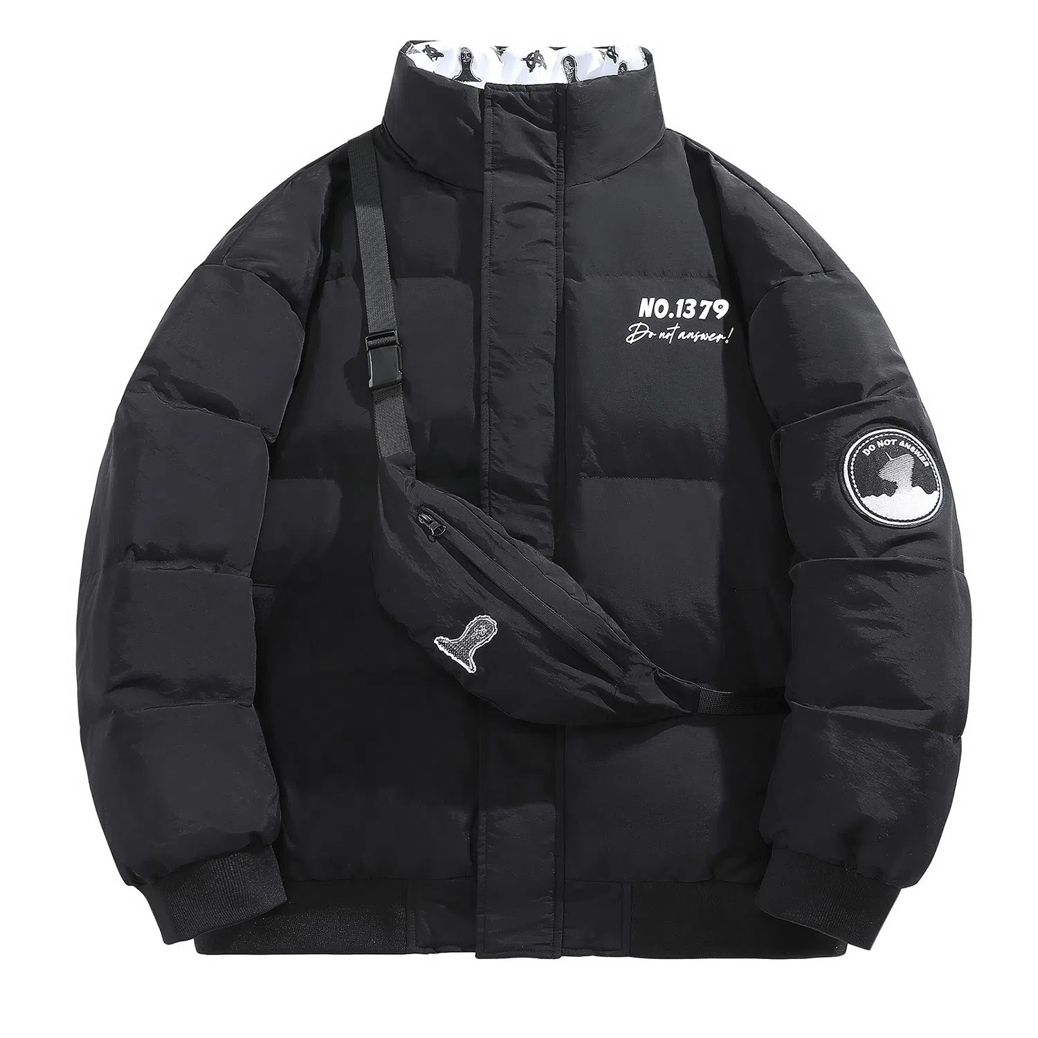 三体 红岸基地系列 含挎包字母徽章印花基础款宽松户外防水防风休闲保暖加厚立领羽绒服 男女同款