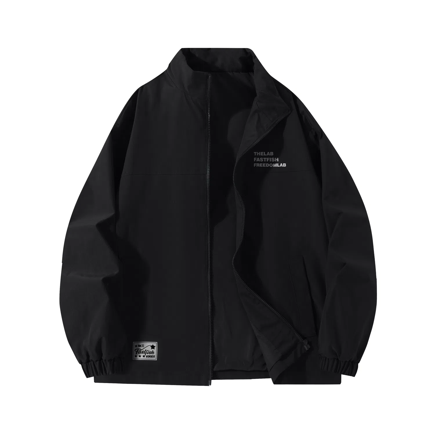 快鱼 美式简约山系户外拼接撞色热熔标织唛休闲立领拉链防水防风机能风暗黑冲锋小香风教练工装时尚百搭宽松长袖夹克外套 男女同款