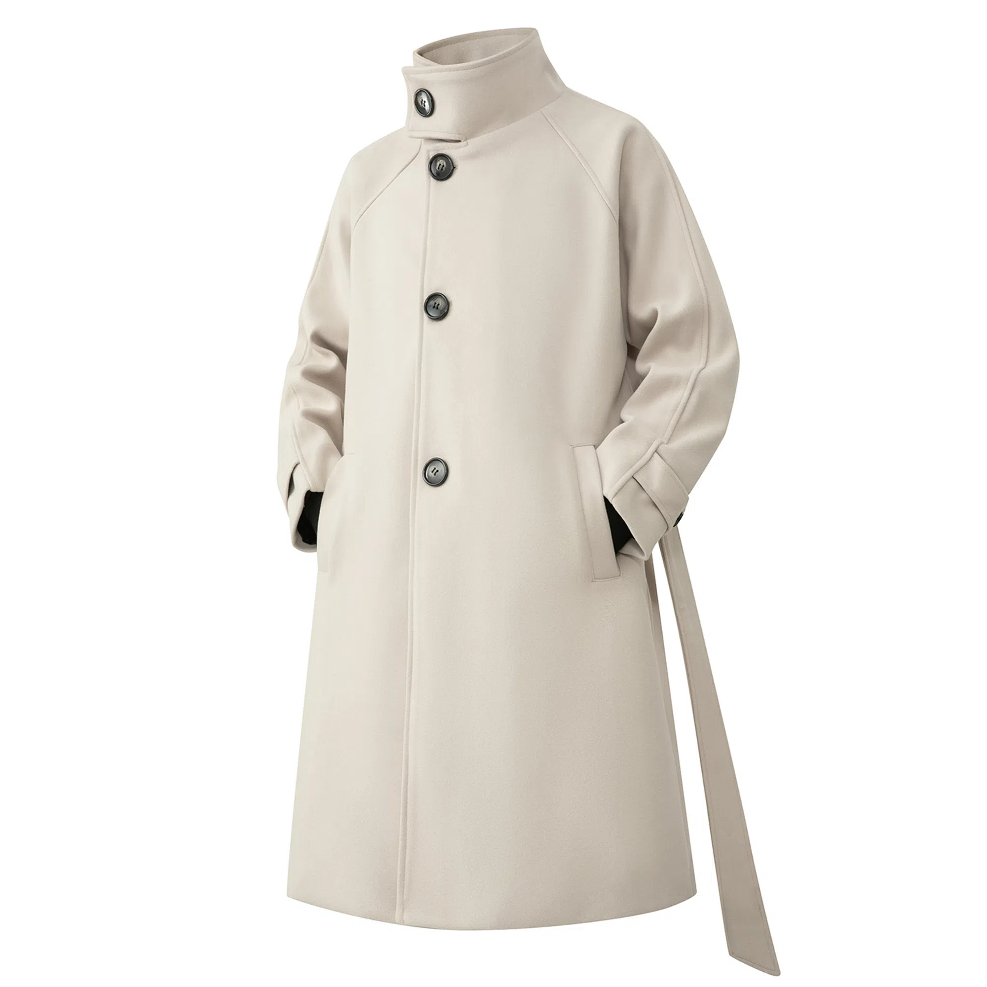 大卫贝肯 美式复古高街宽松休闲加厚外套中长款过膝仿毛呢大衣 男女同款