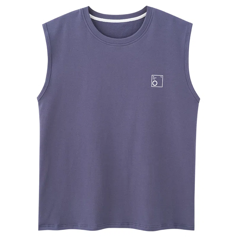 莫代尔 舒适柔软圆领休闲简约亲肤透气可外穿无袖背心 男款 浅蓝