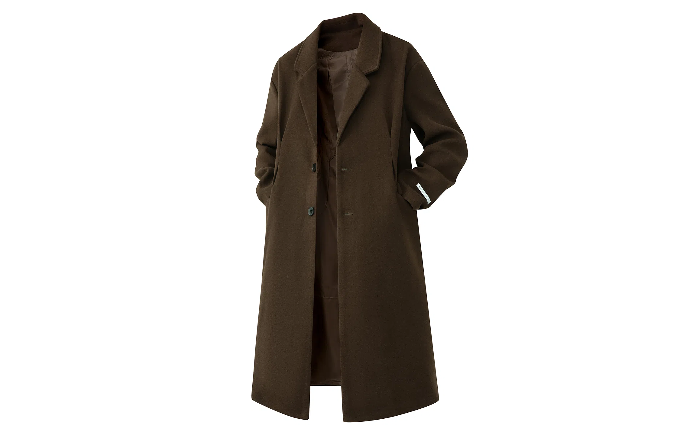 大卫贝肯 简约复古休闲英伦风街头基础百搭经典款韩版宽松百搭褶皱设计感长款过膝呢子翻领保暖大衣 男女同款