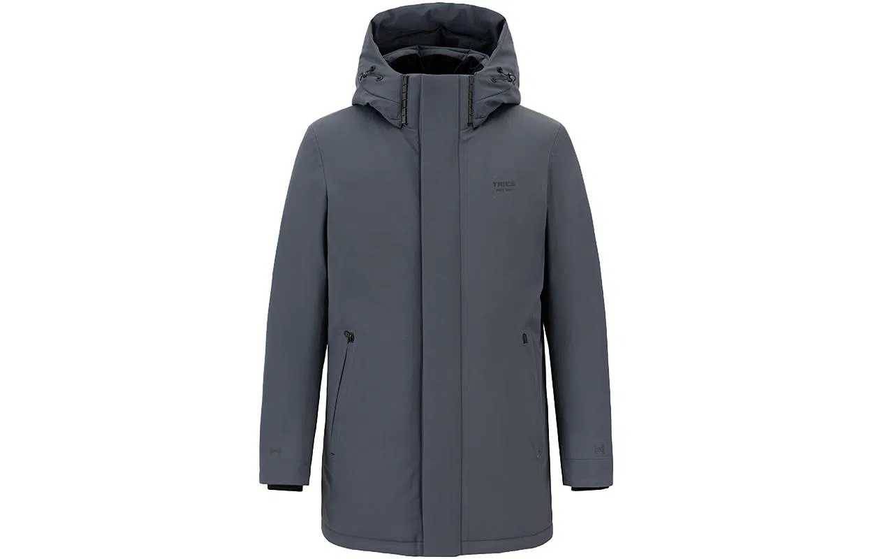 才子 纯色可脱卸帽领衬亲肤绒中长款羽绒服 男款