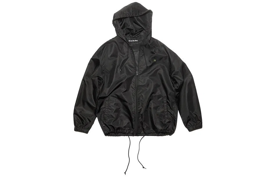 Acne Studios Face Nylon Hooded Bomber Jacket Black
