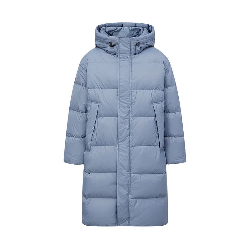 美特斯邦威 国潮纯色休闲长款连帽羽绒服 男款