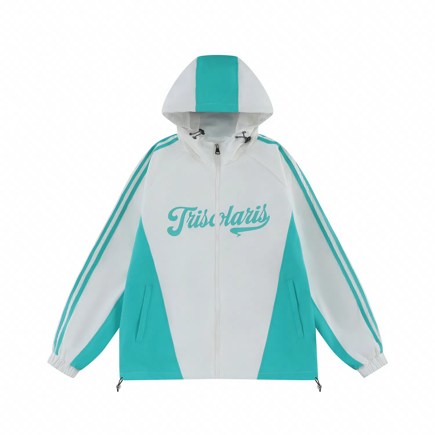 三体  文明水滴圣母眼泪系列 基础款工装条纹字母印花撞色拼接山系徒步美式复古潮牌机能风连帽  防水防风冲锋衣 男女同款