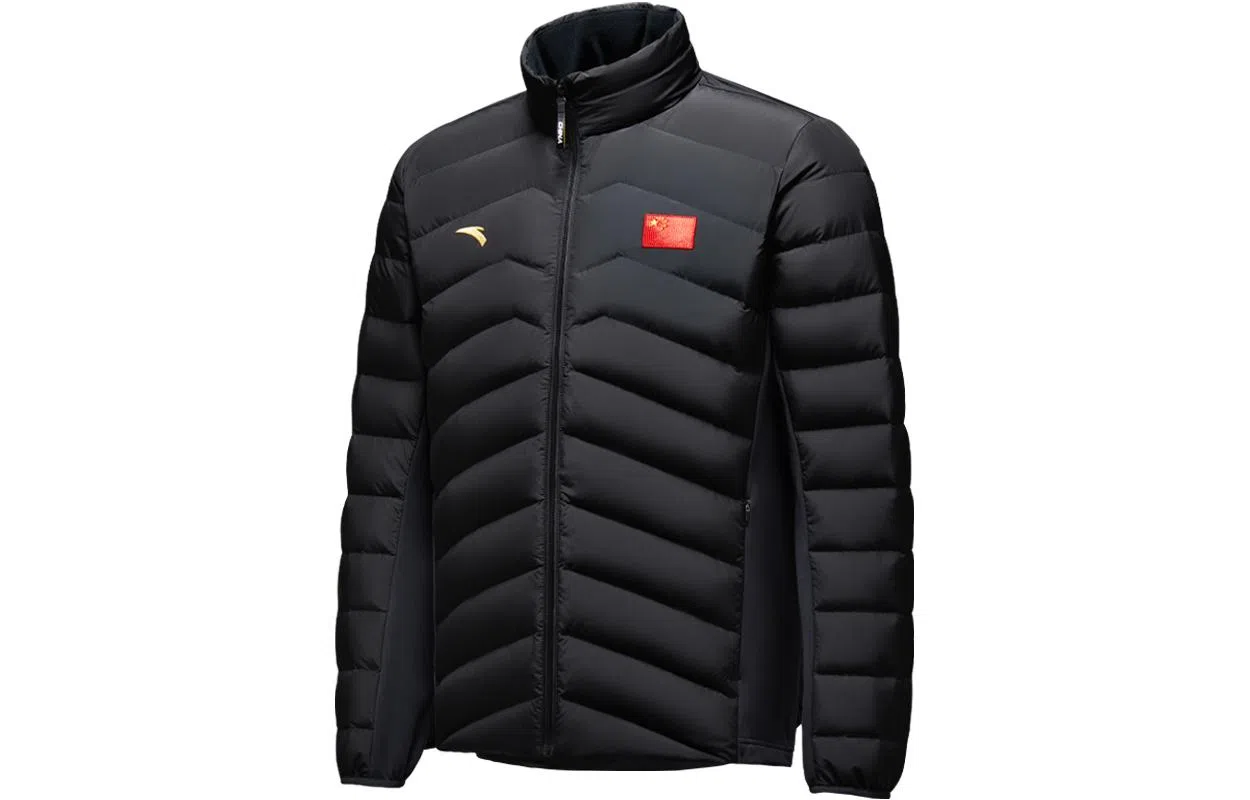 Anta Logo Print Puffer Jacket Black