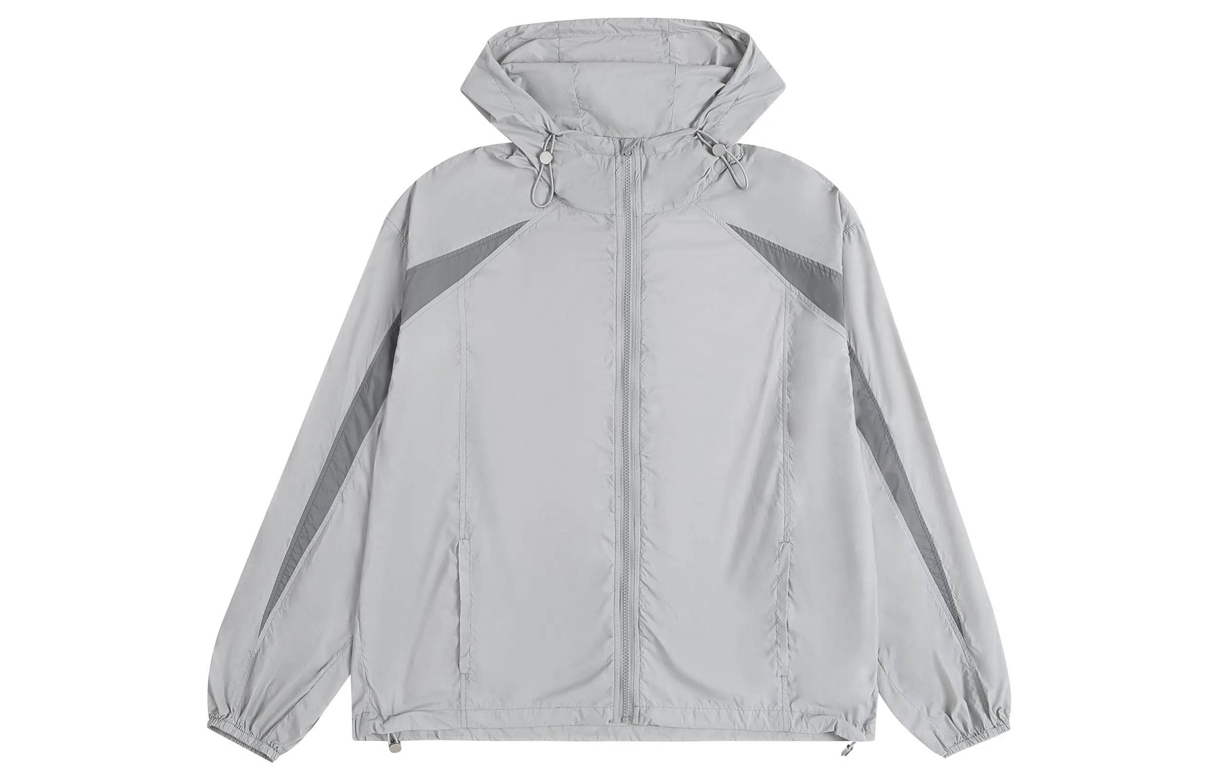 Atry拼接解构基础国潮美式户外宽松连帽防晒服 男女同款 灰色