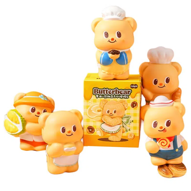 九木杂物社 黄油小熊 甜品系列 捏捏乐解压玩具慢回弹摆件可爱  盲盒类 单个盲盒