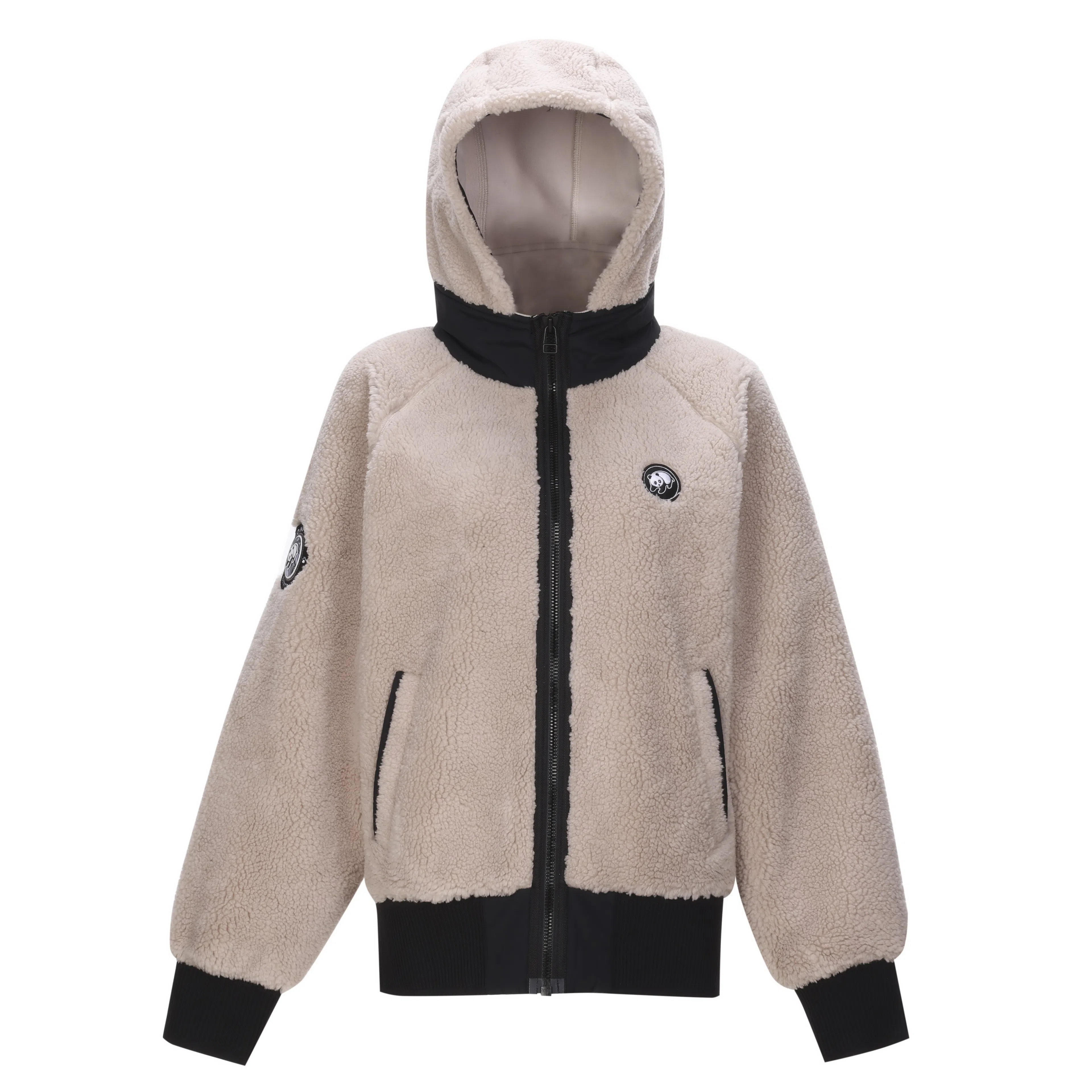 熊猫 户外双层锁温时髦复古宽松连帽绒感外套 男女同款