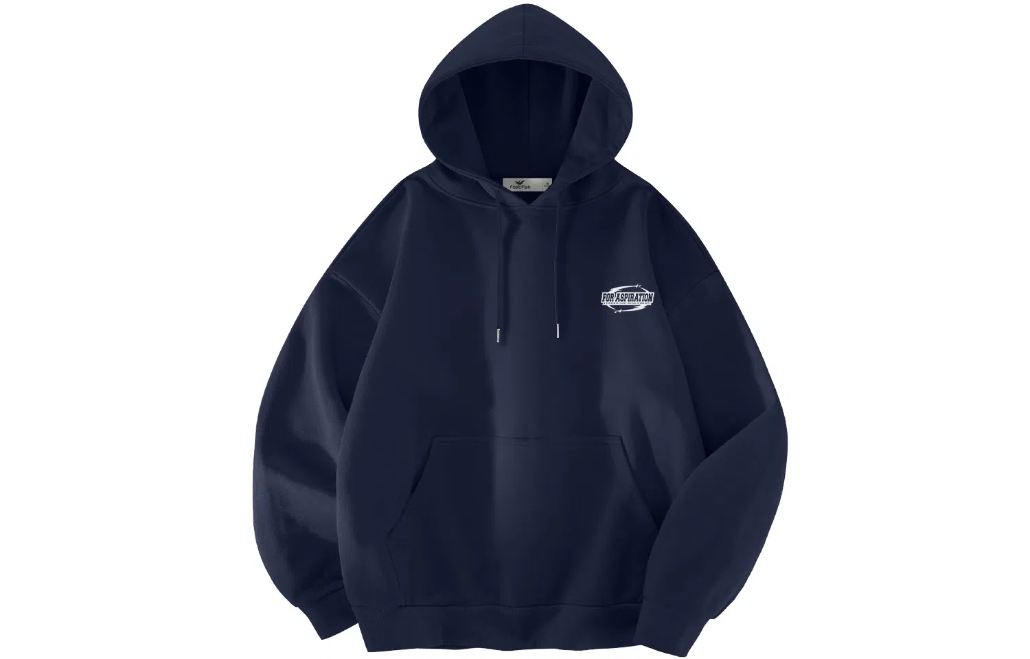 快鱼 韩系高级感街头时尚氛围感重磅个性手绘印花宽松舒适简约休闲无性别主义日常通勤必备连帽卫衣 男女同款 藏青