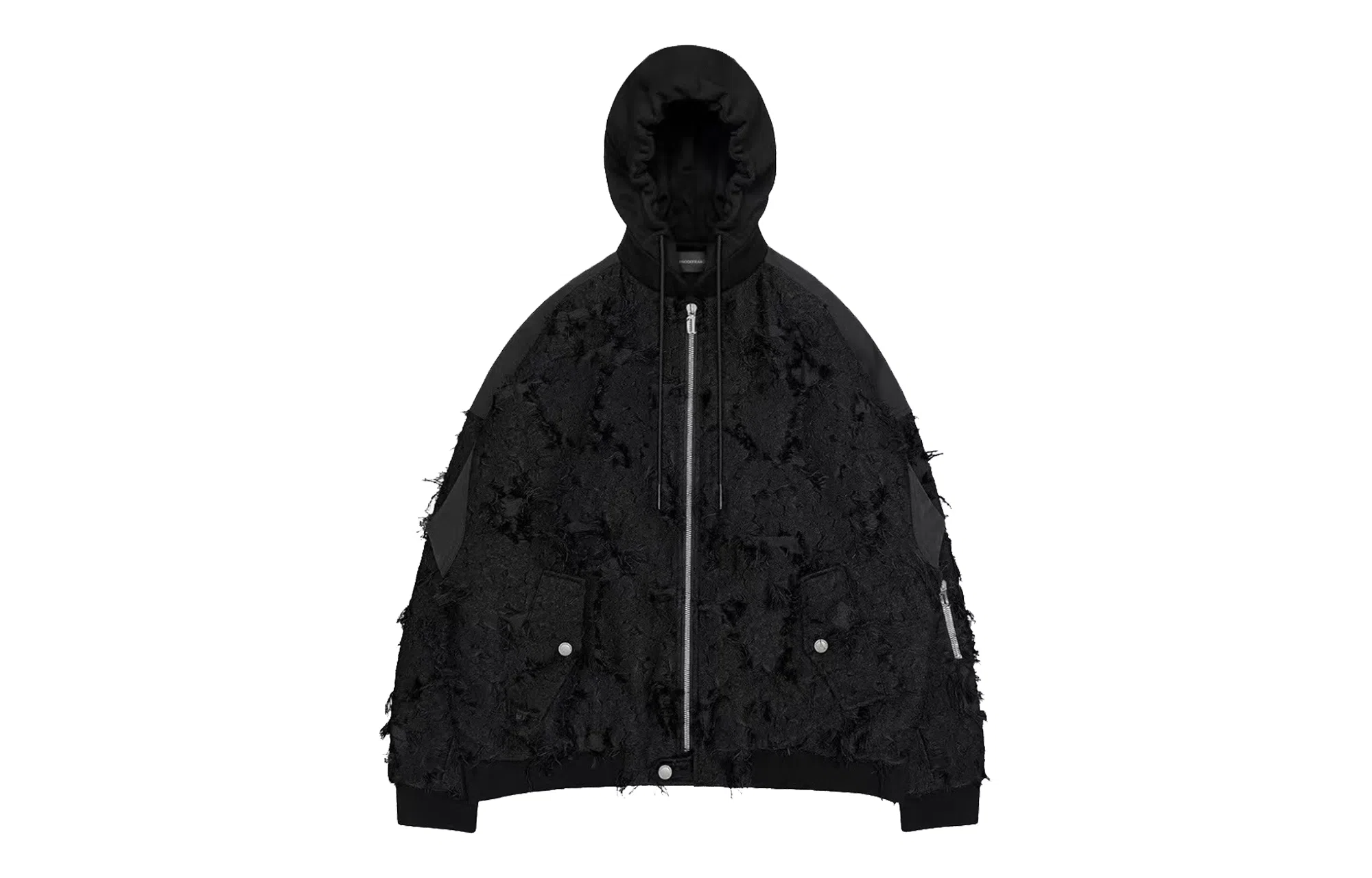 ARNODEFRANCE Burn Scar Distressed Hoodie Jacket Black