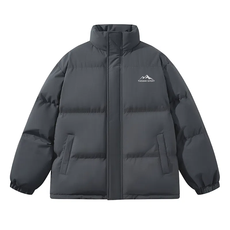 啄木鸟 纯色简约潮流宽松百搭立领加厚棉服 男女同款 深灰