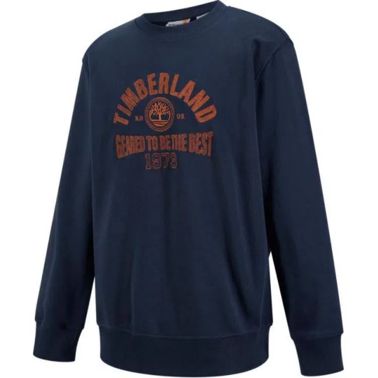 Timberland Letter Drop Shoulder Crewneck Sweatshirt Navy