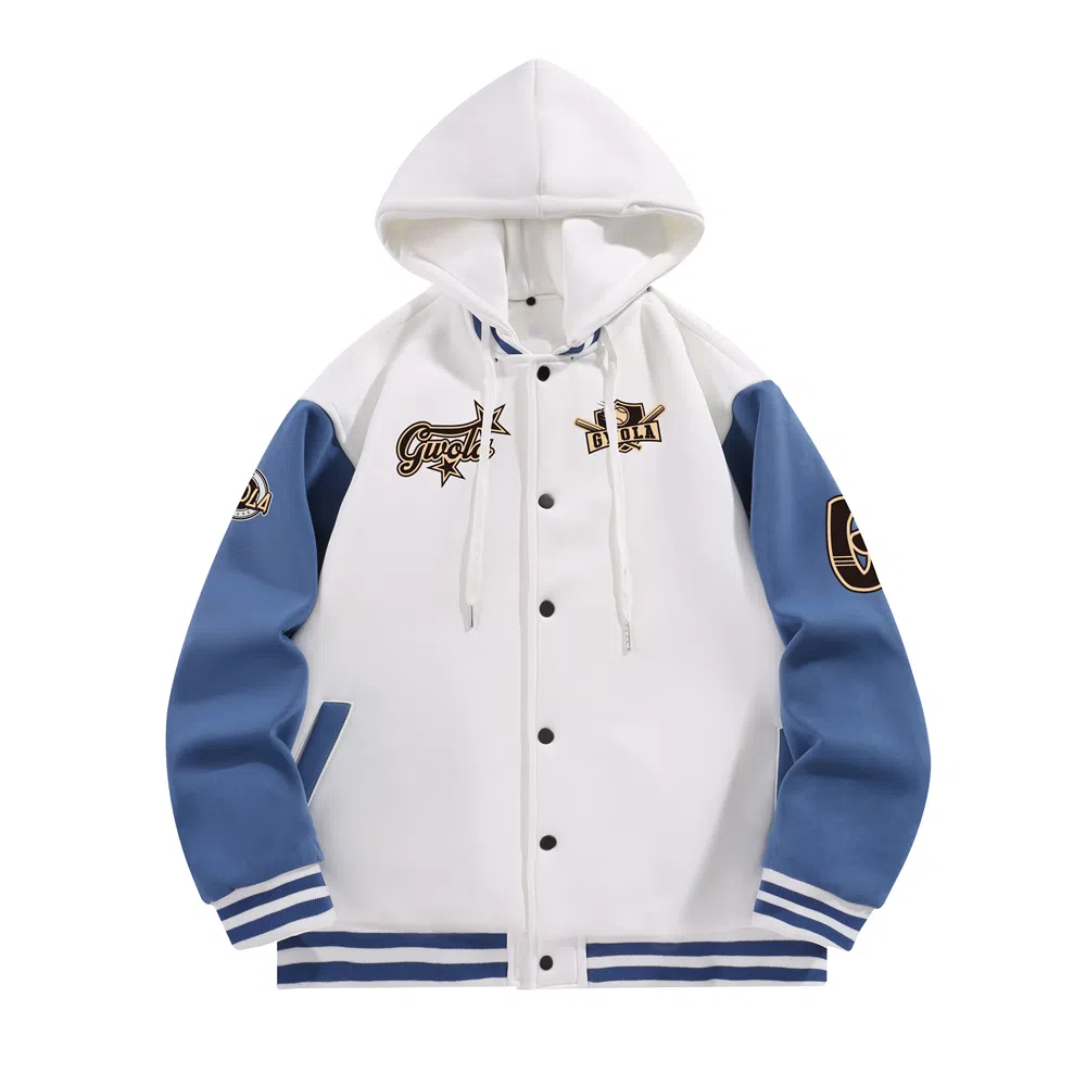 Gwola Baseball Boy Series Patchwork Colorblock Letter Print Baseball Jacket