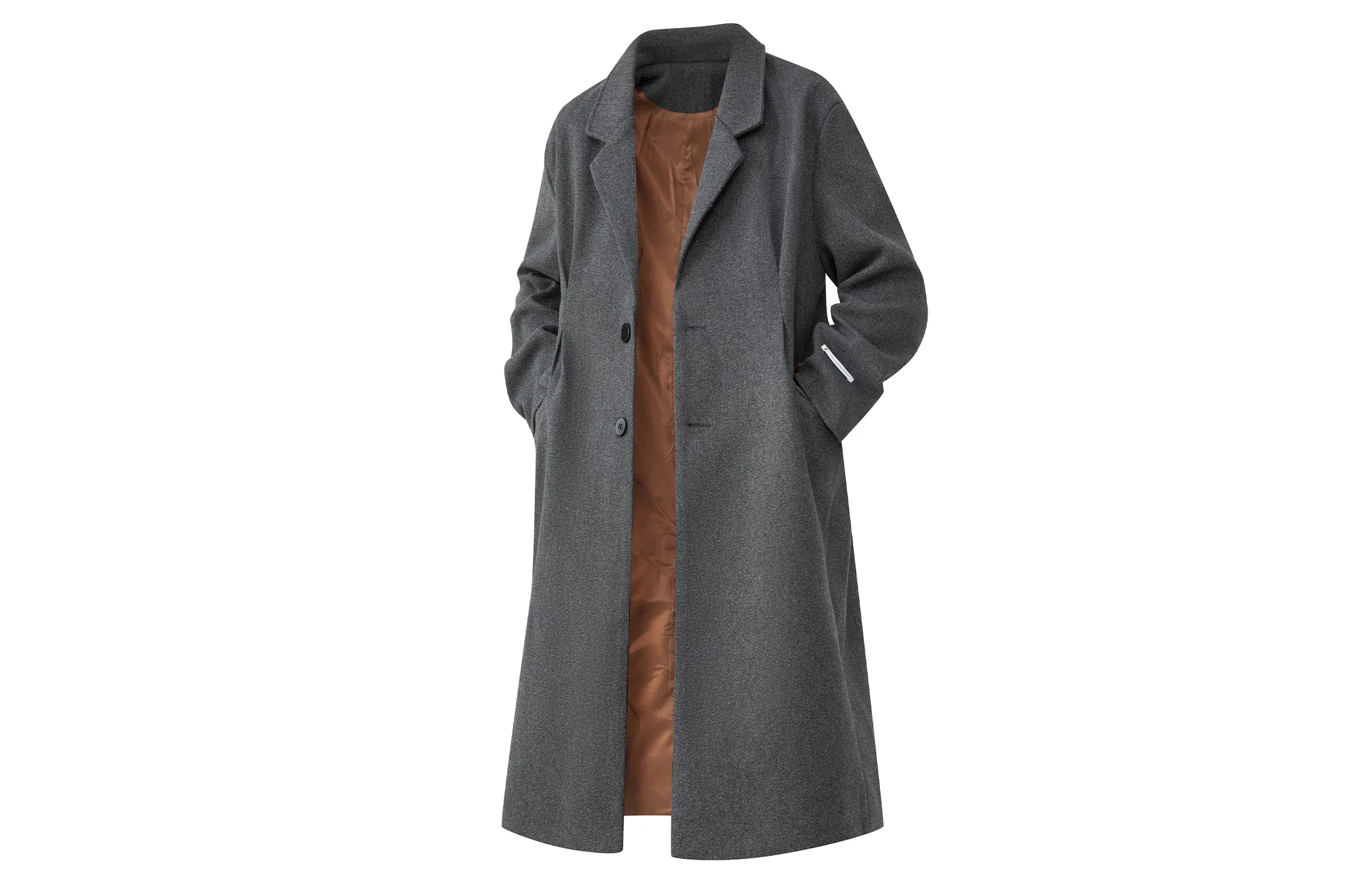 大卫贝肯 简约复古休闲英伦风街头基础百搭经典款韩版宽松百搭褶皱设计感长款过膝呢子翻领保暖大衣 男女同款