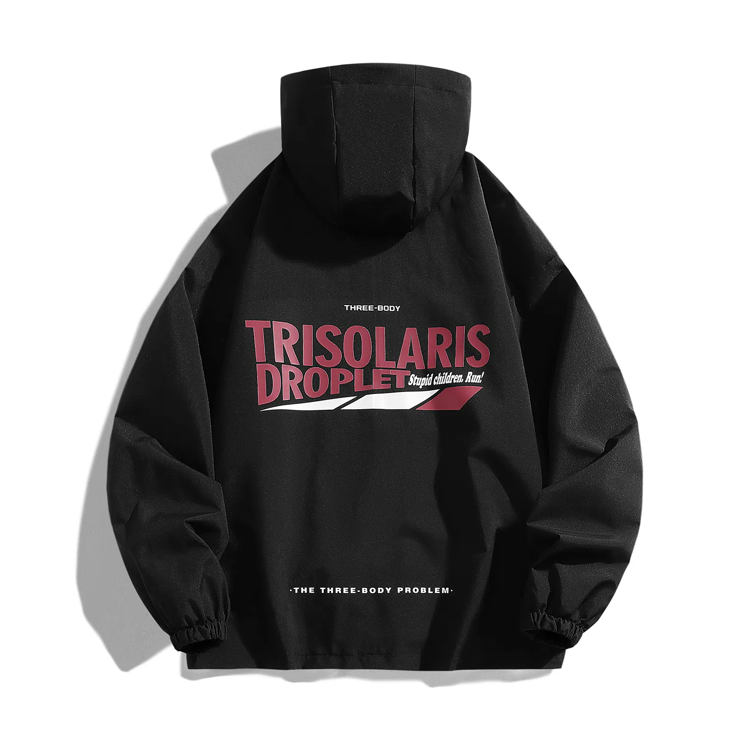 三体 文明系列 美式复古简约基础款纯色字母印花宽松连帽防水防风登山潮牌时尚户外休闲百搭机能风夹克外套 男女同款