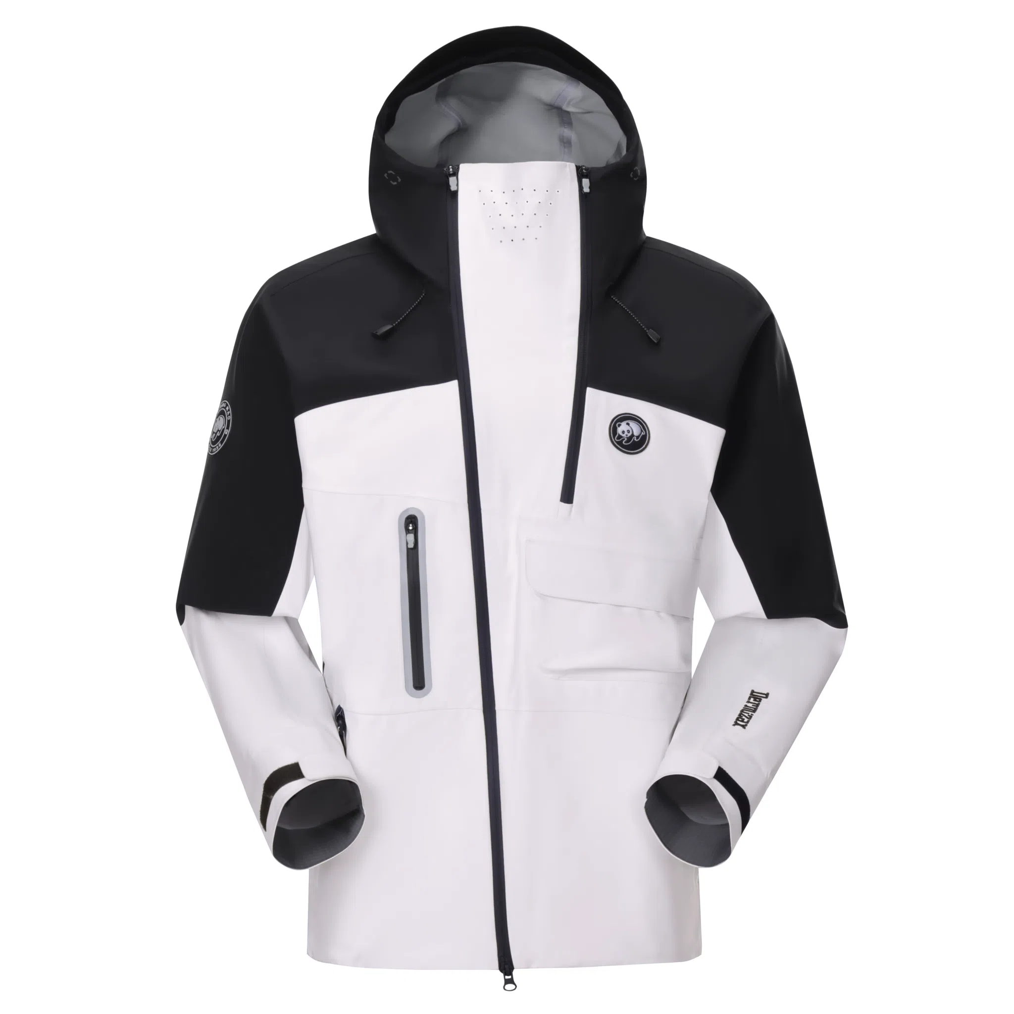 熊猫  山系户外硬壳三防连帽单层  防水防风耐磨防泼水冲锋衣 男女同款 雅丹白