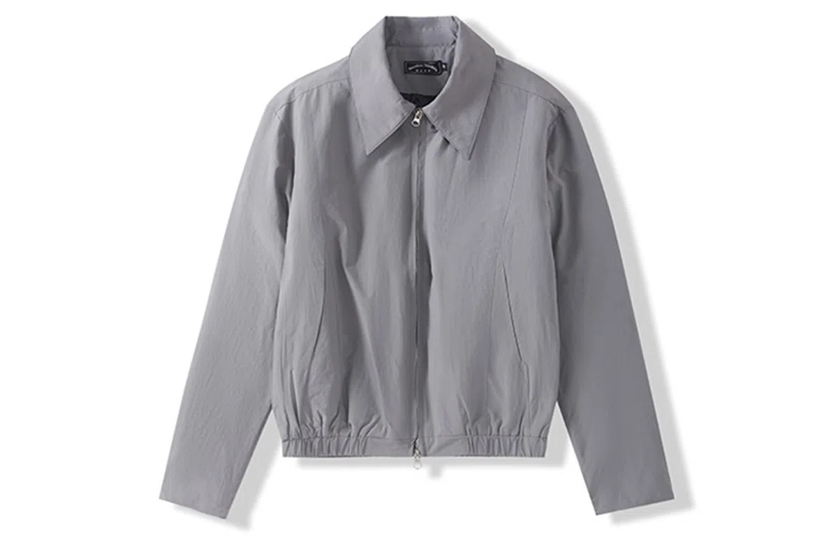 我是大卫 纯色短款翻领休闲拉链飞行员夹克 男女同款