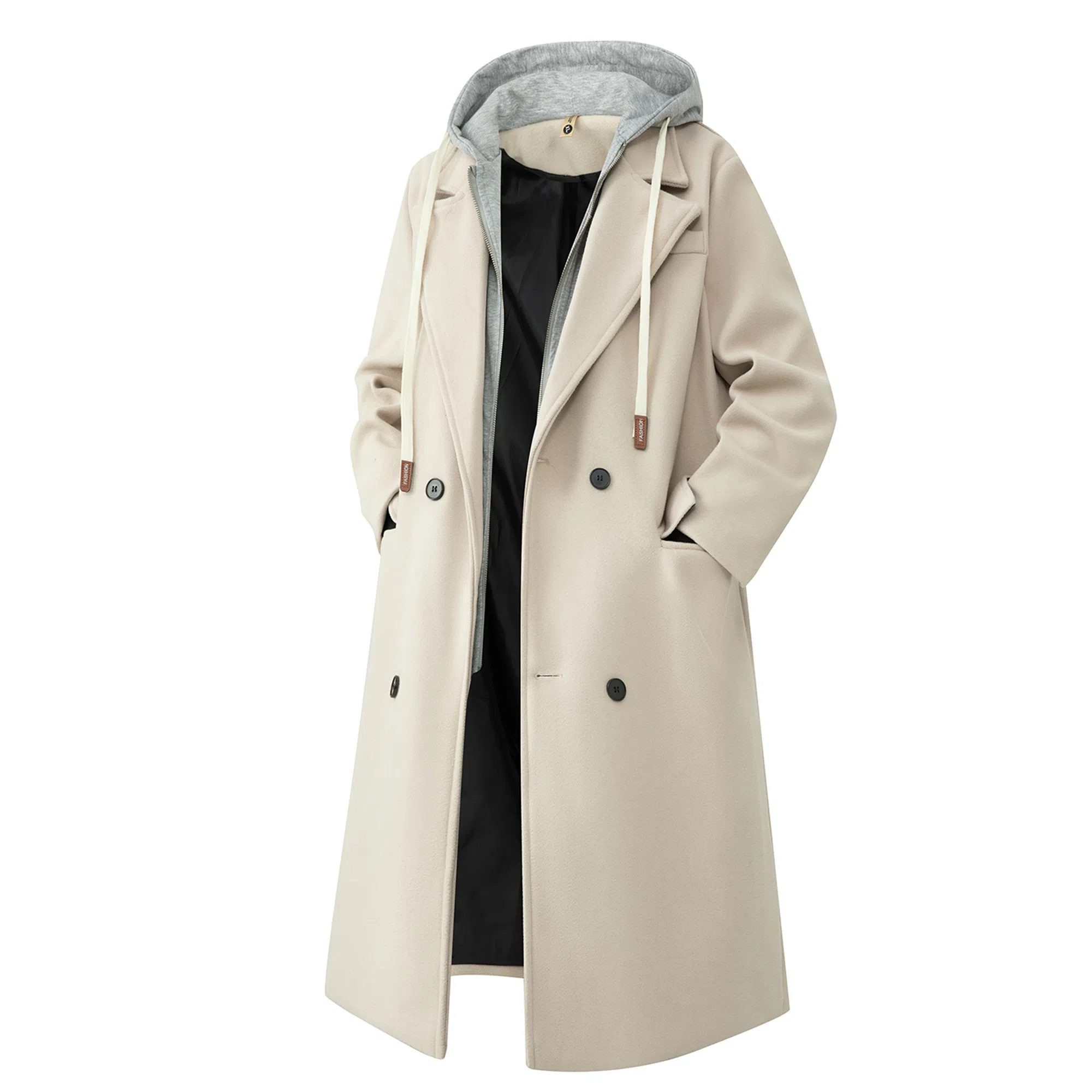 大卫贝肯 美式复古高街休闲加厚连帽中长款大衣 男女同款