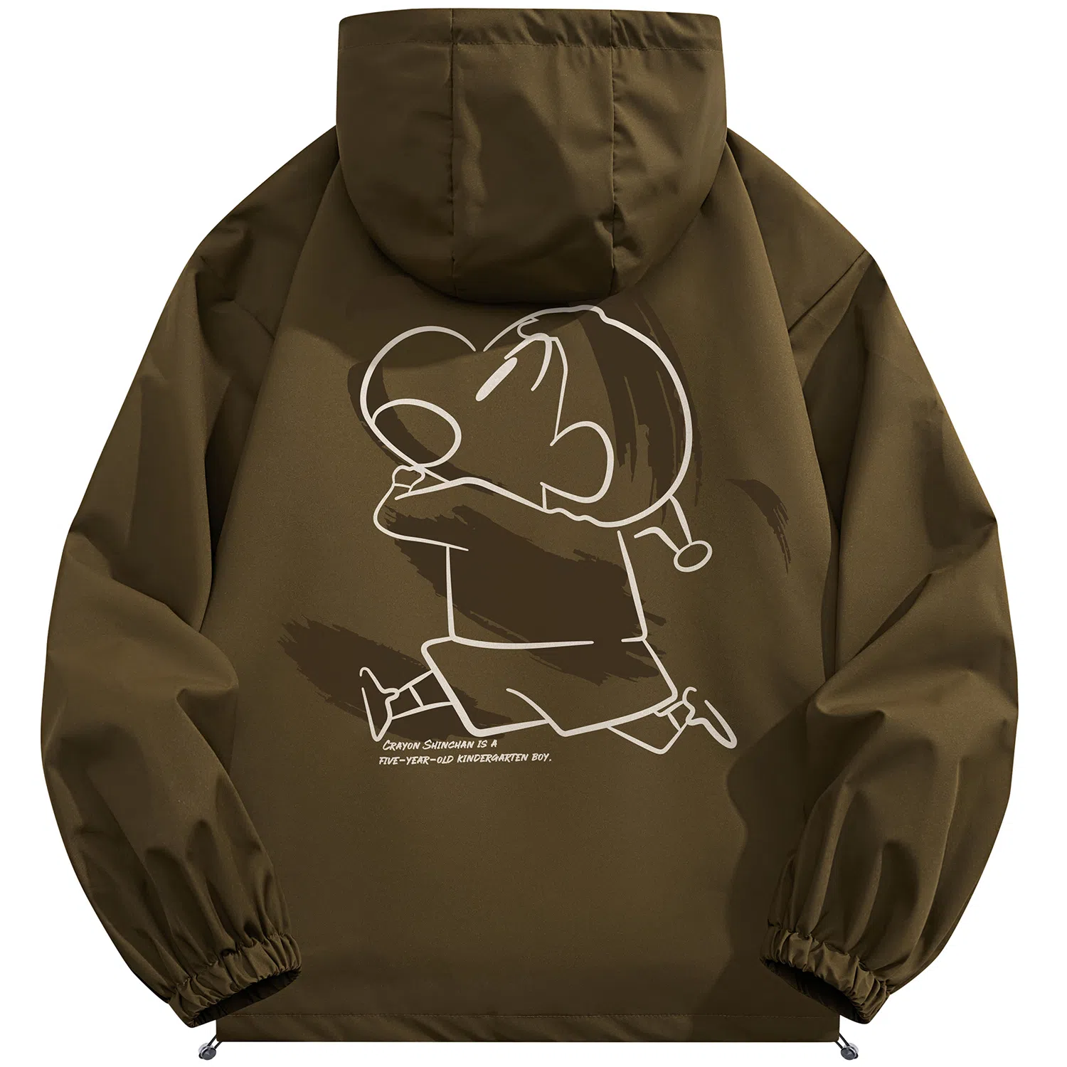 蜡笔小新 户外休闲奔跑线稿卡通人物字母印花保暖加厚休闲宽松可调节连帽羽绒服外套 男女同款