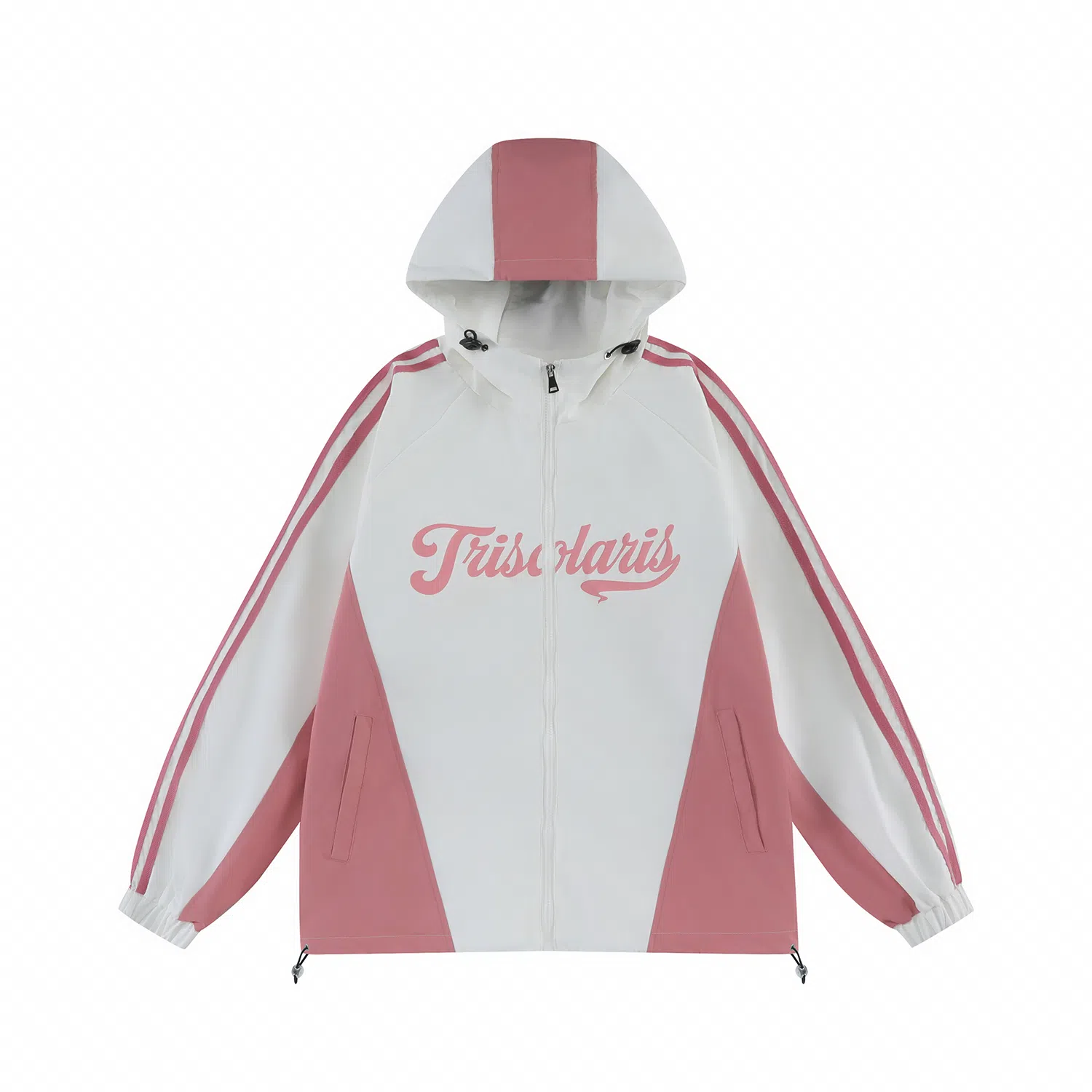 三体  文明水滴圣母眼泪系列 基础款工装条纹字母印花撞色拼接山系徒步美式复古潮牌机能风连帽  防水防风冲锋衣 男女同款