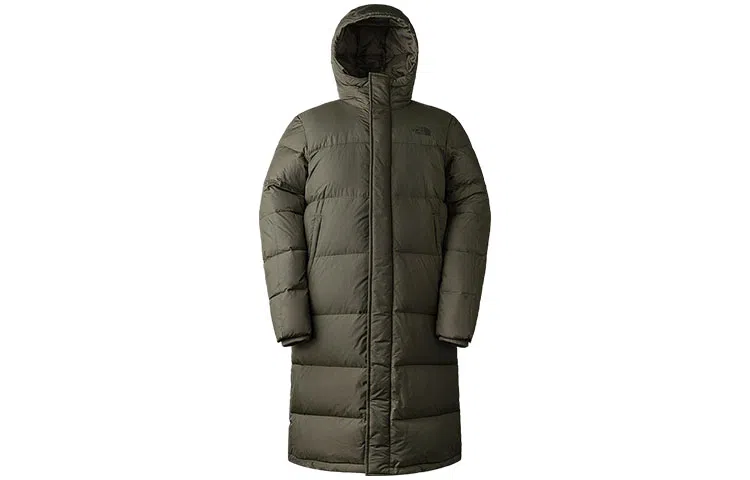 The North Face Logo Zip Hoodie Down Jacket Green