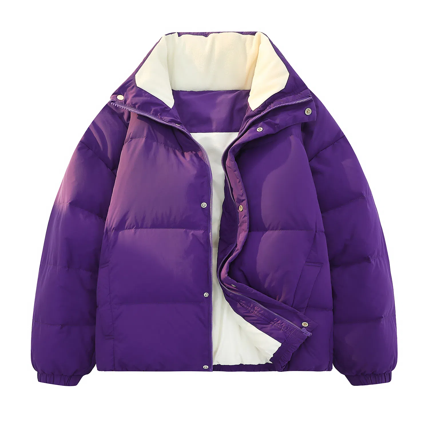 鸭鸭 纯色简约立领休闲长袖面包羽绒服 男女同款