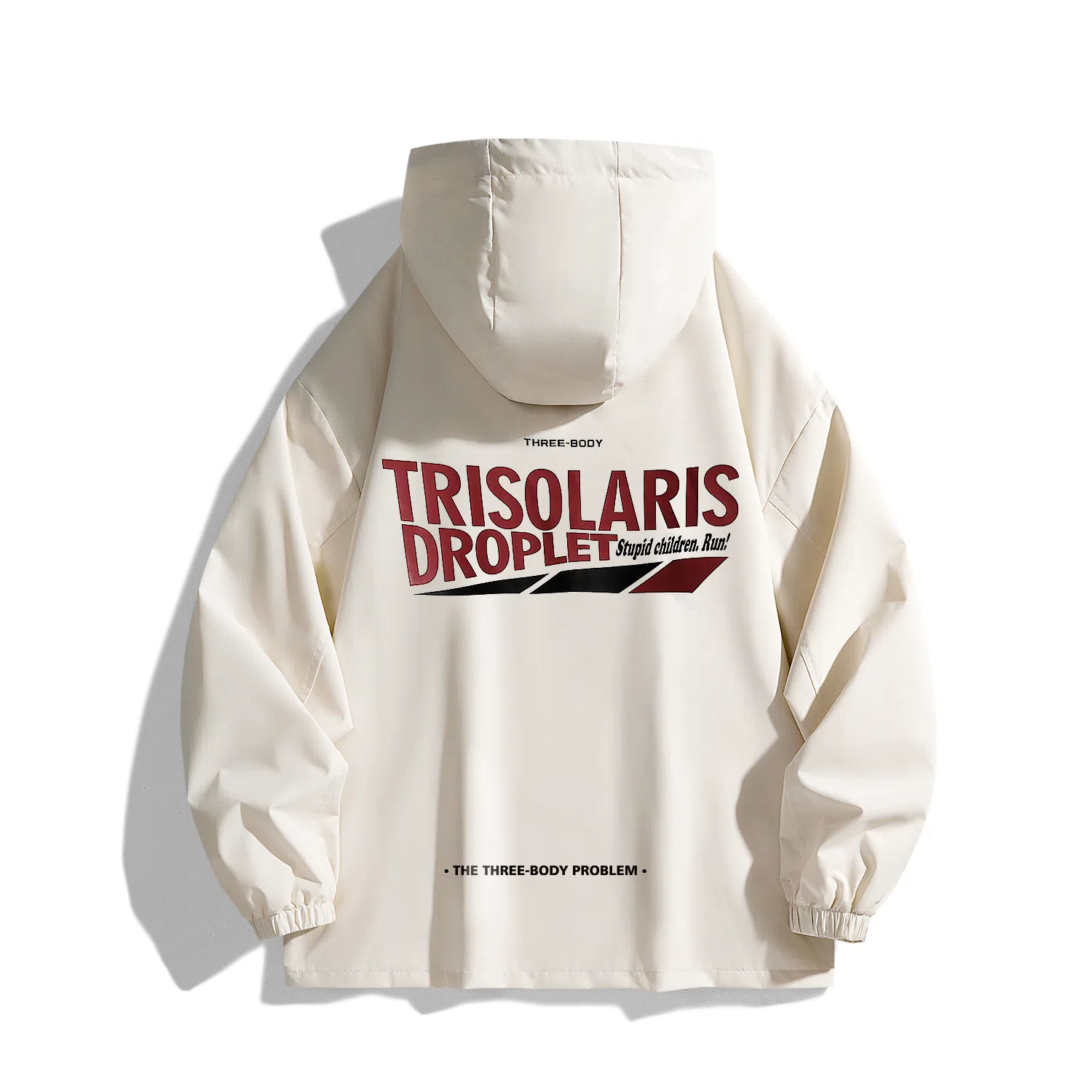 三体 文明系列 美式复古简约基础款纯色字母印花宽松连帽防水防风登山潮牌时尚户外休闲百搭机能风夹克外套 男女同款