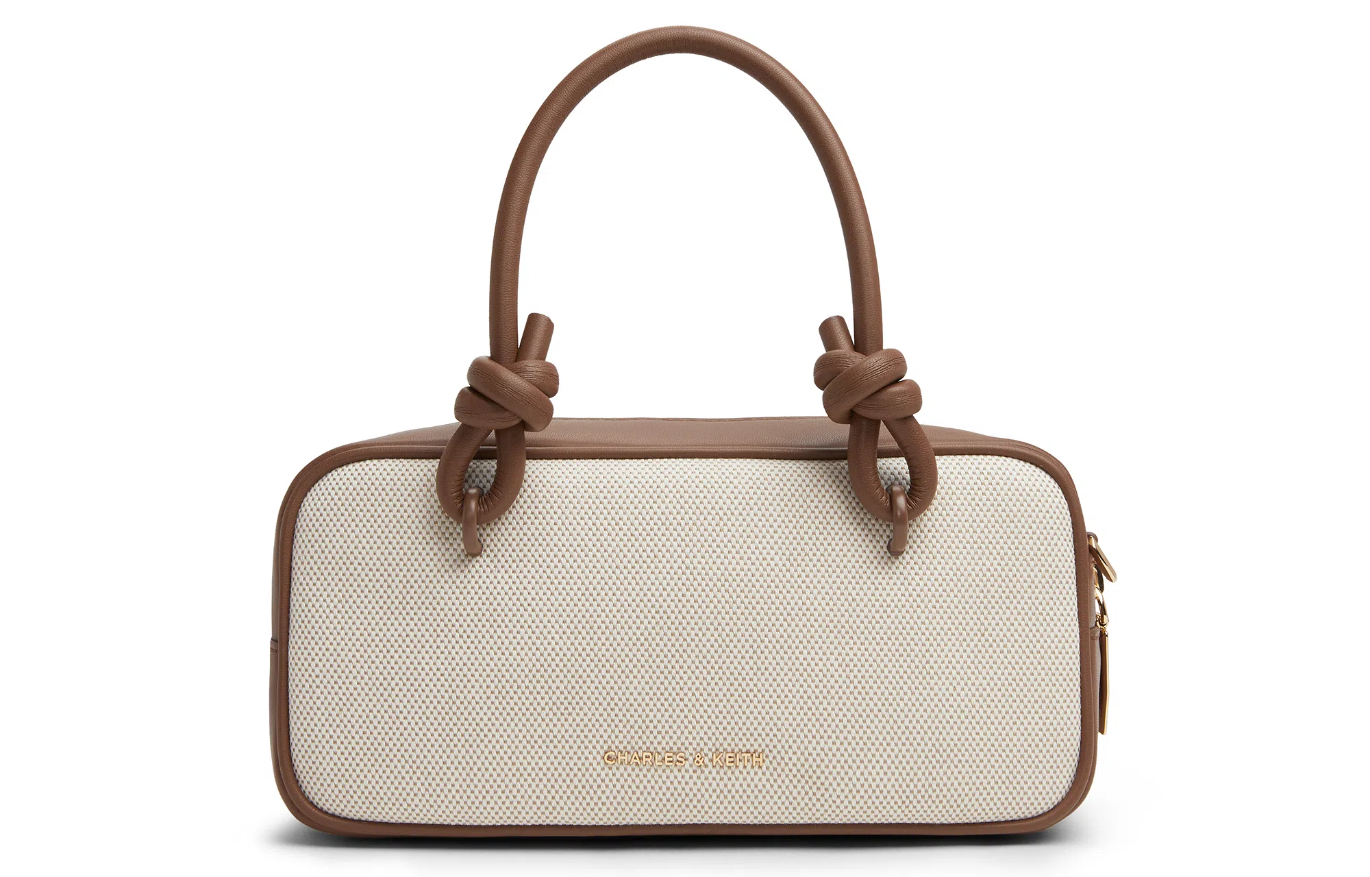 CHARLES&KEITH Canvas Knot Boston Bag Taupe