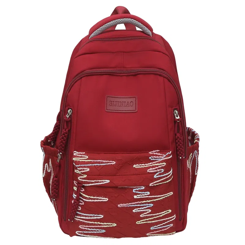 醇龙 韩版简约潮初高中学生书包大容量轻便背包 尼龙 双肩包 女款 多色