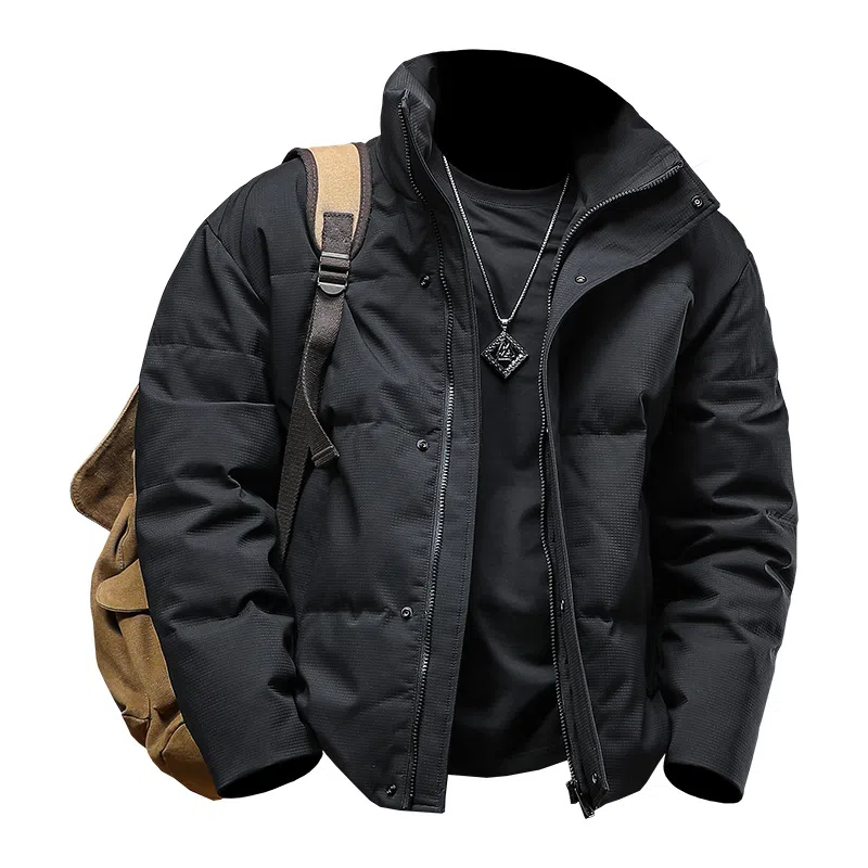 季言 加厚立领纯色羽绒服 男款 黑色