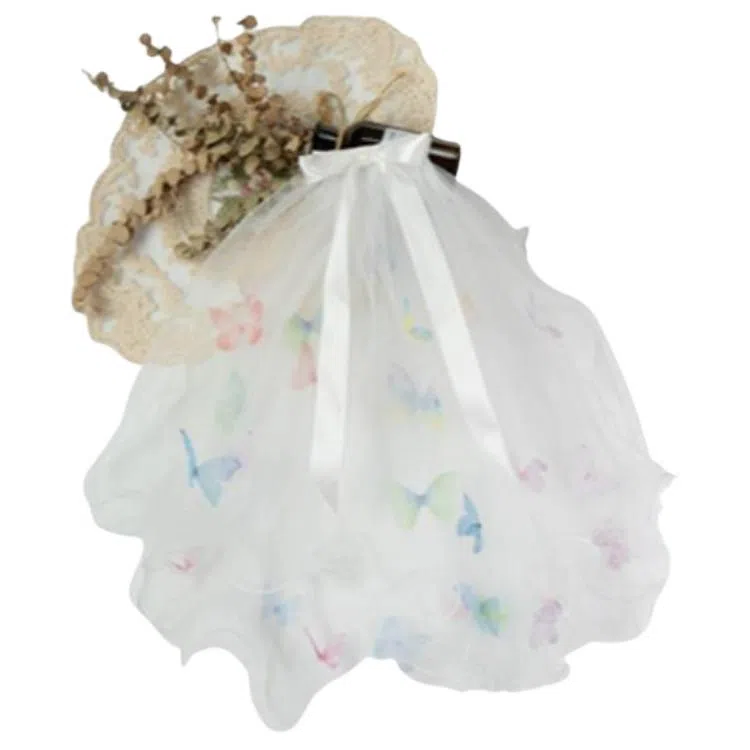 妖娆猫 超仙彩色蝴蝶结头纱蓬蓬纱多层饰超仙美摄影写真拍照道具配饰品 网纱 发饰 女款