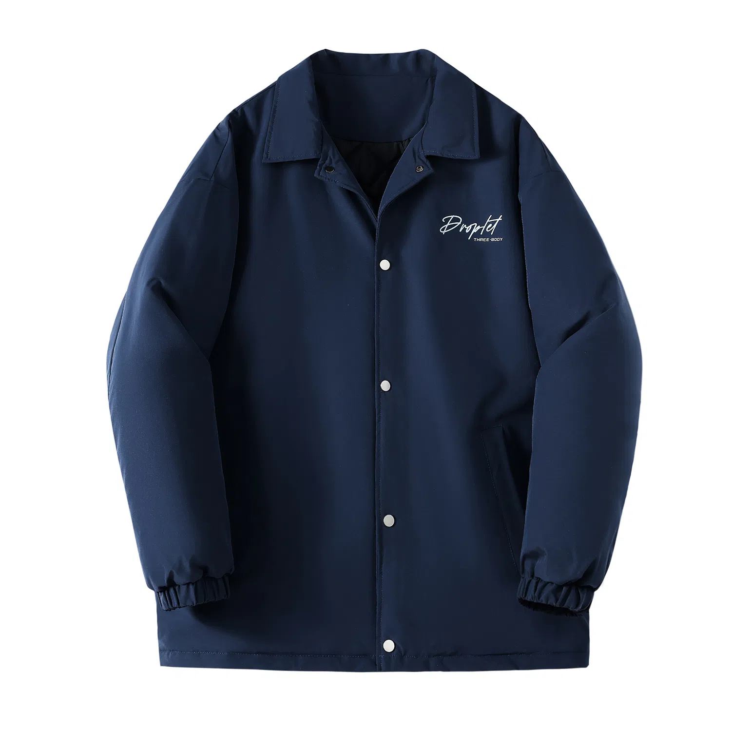 三体 水滴系列美式简约字母印花宽松保暖百搭纯色基础款防风防水防寒加厚复古开衫潮牌面包服柔软舒适棉服 男女同款