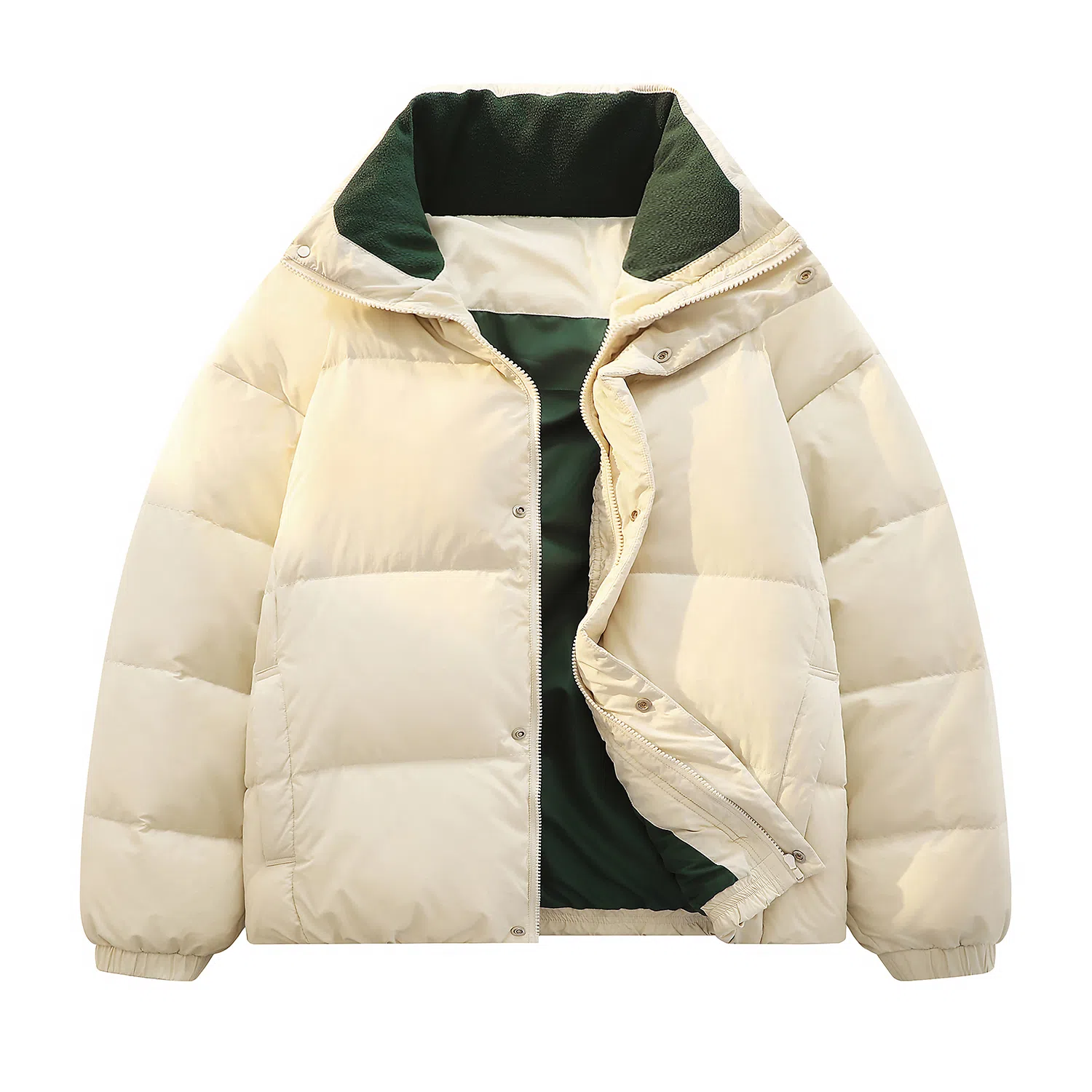 鸭鸭 纯色简约立领休闲长袖面包羽绒服 男女同款