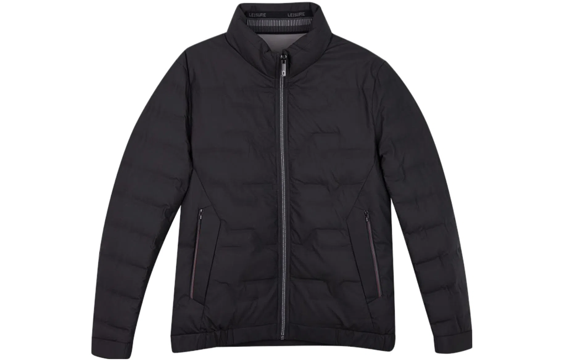 才子 纯色保暖防风立领修身棉服 男款 黑色