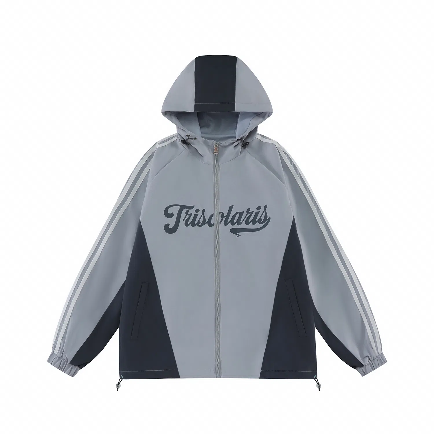 三体  文明水滴圣母眼泪系列 基础款工装条纹字母印花撞色拼接山系徒步美式复古潮牌机能风连帽  防水防风冲锋衣 男女同款