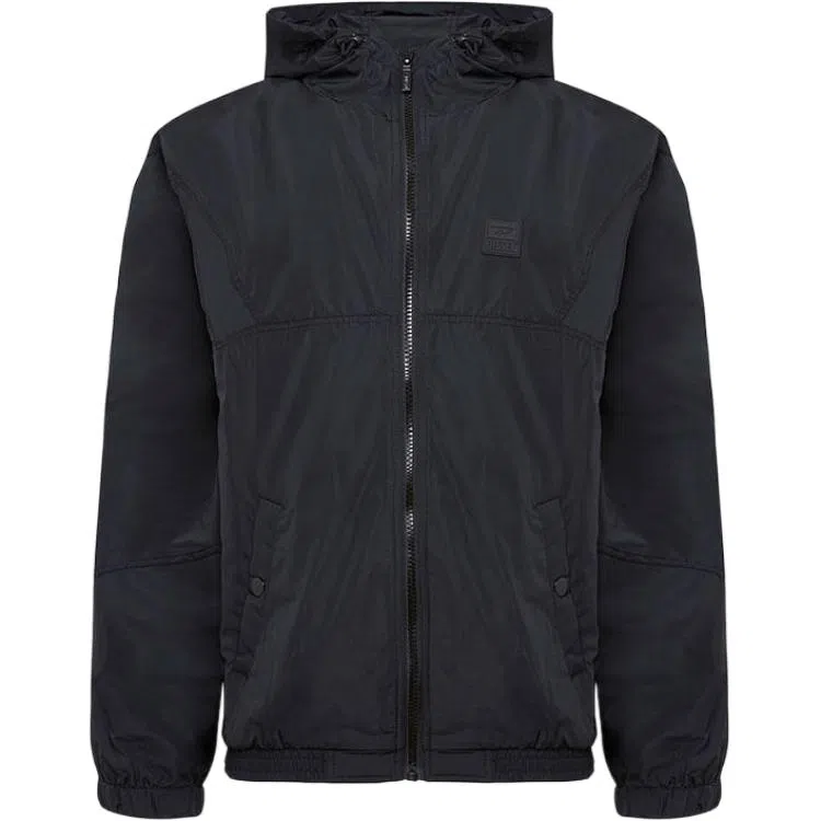 DIESEL Hooded Logo Mesh Lined Jacket Black