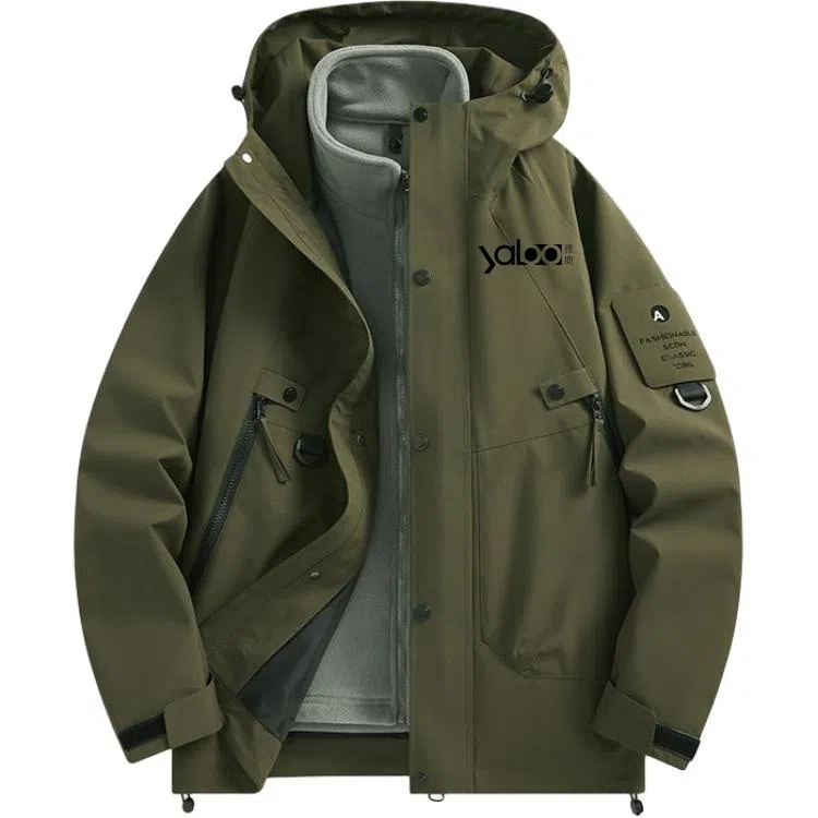 雅鹿优选  纯色连帽拉链  防水防风透气速干冲锋衣 男款