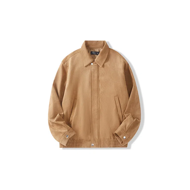 我是大卫 复古短款做旧翻领夹克 男女同款 棕色