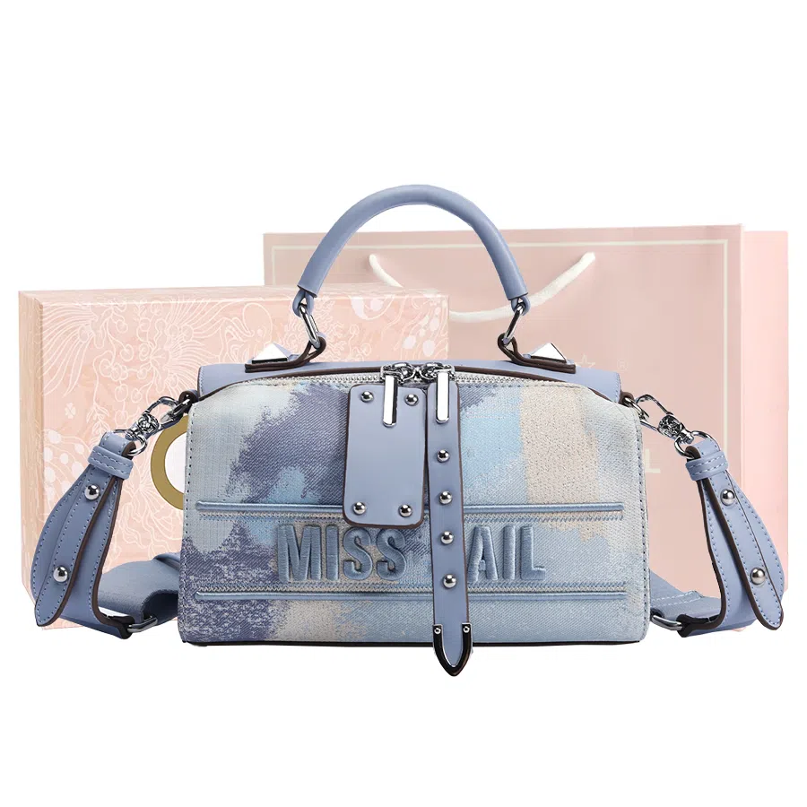 MISS GAIL Boston Bag Blue