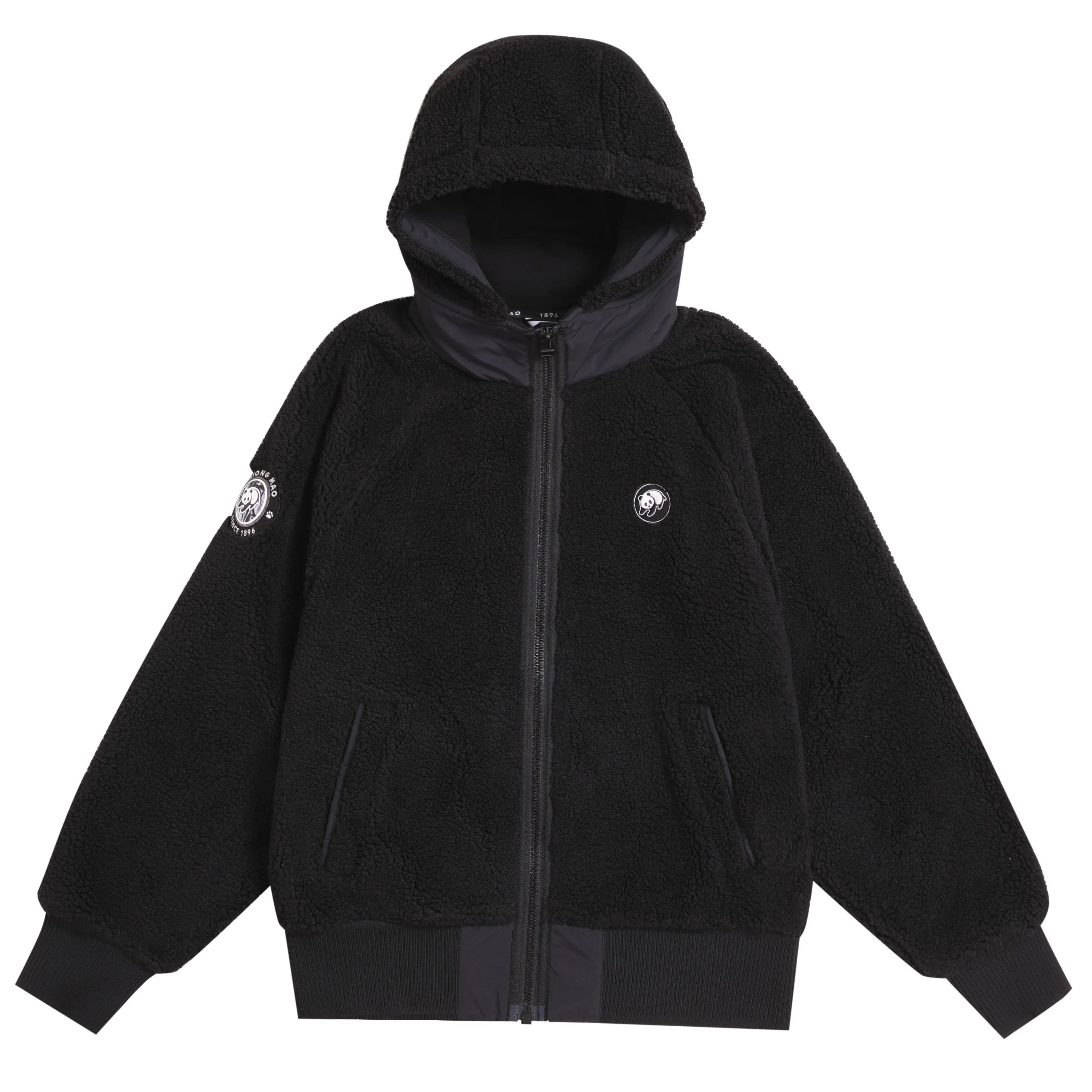 熊猫 户外双层锁温时髦复古宽松连帽绒感外套 男女同款