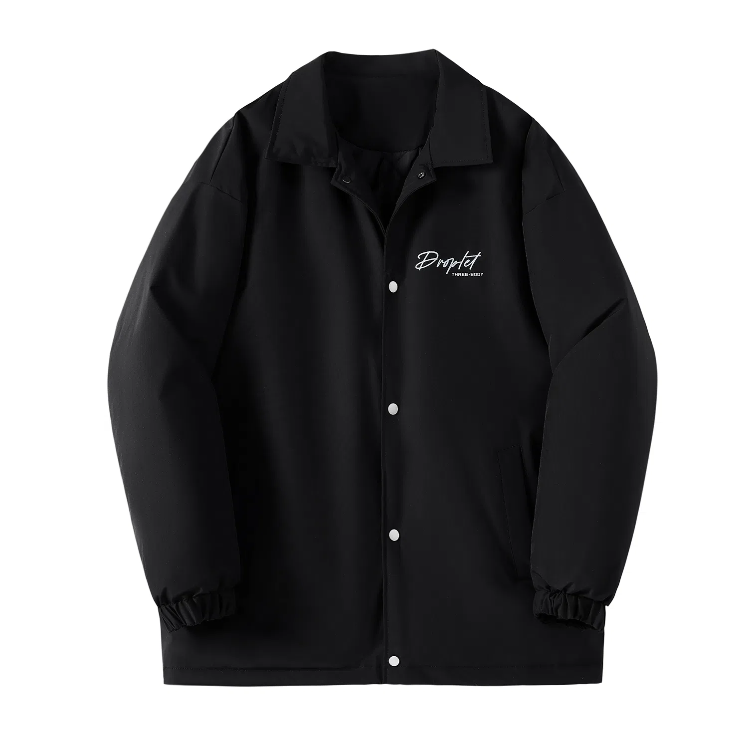 三体 水滴系列美式简约字母印花宽松保暖百搭纯色基础款防风防水防寒加厚复古开衫潮牌面包服柔软舒适棉服 男女同款