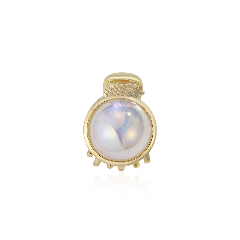 沂茹 时尚森系简约优雅气质几何金色白珠子刘海发抓头抓小众设计感文艺温柔甜美日常百搭减龄抓夹发饰头饰 合金 发夹 女款