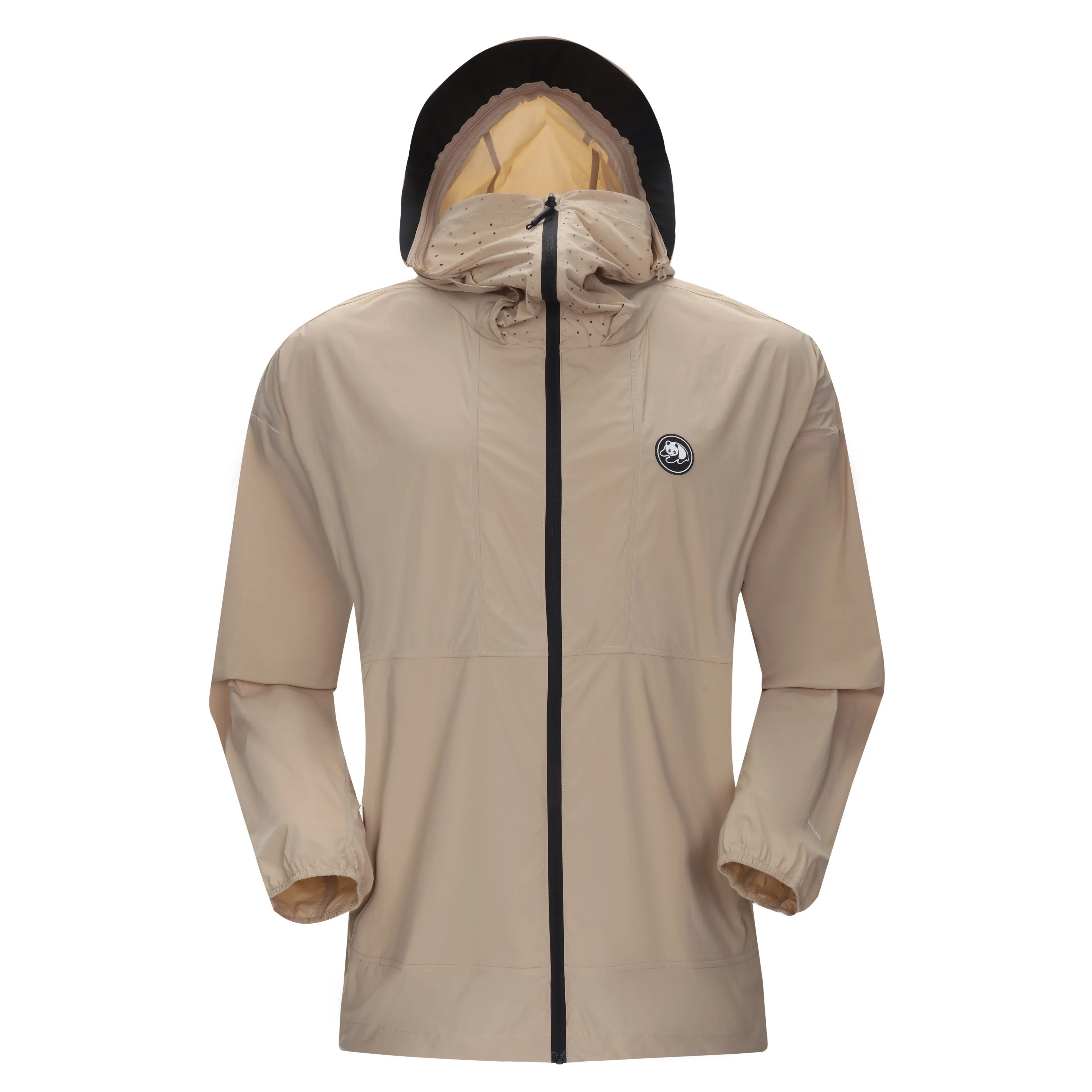 熊猫 户外休闲纯色自带面罩帽檐原纱长袖防晒服 男女同款