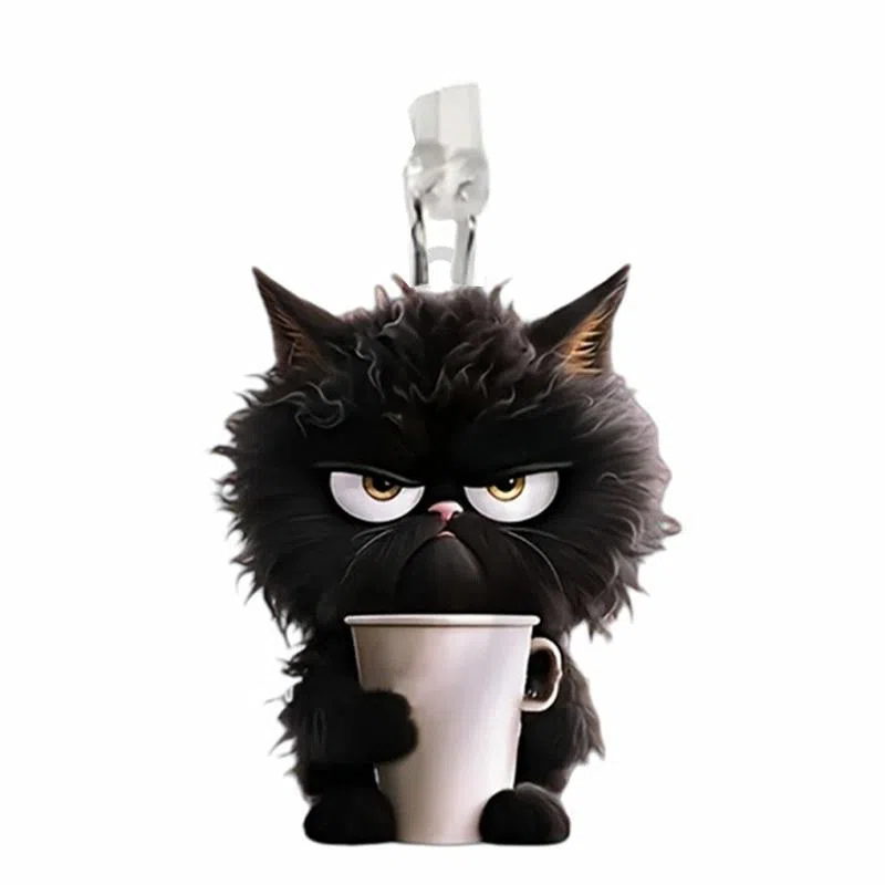 千桐 小黑猫 创意手机防尘塞 小书包可爱时尚潮流装饰 亚克力 挂件 男女同款情侣款